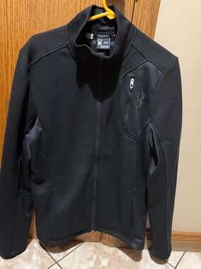 Spyder Men’s Black Full-Zip Performance Jacket with Chest Zip